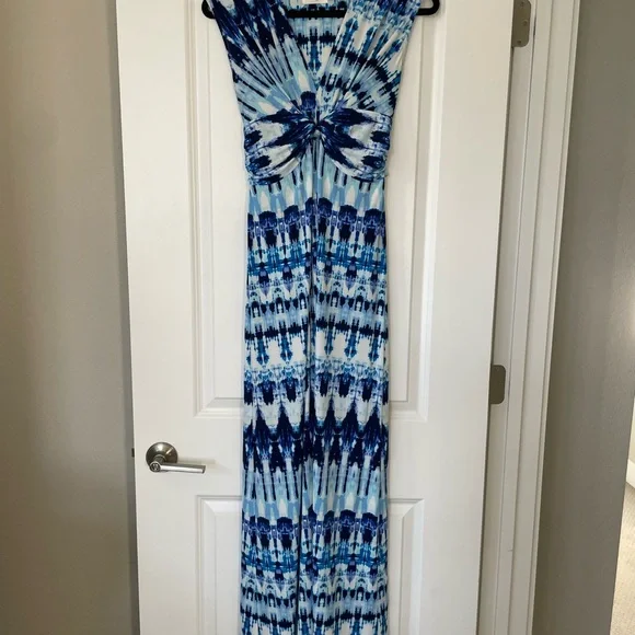 maxi dress with slits on both sides Navy Blue Handspun Cotton A-Line Front Slit Maxi Dress 40